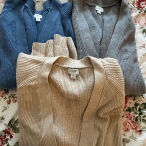 J. Crew Women's Cardigan Trio - Blue, Gray, and Tan
